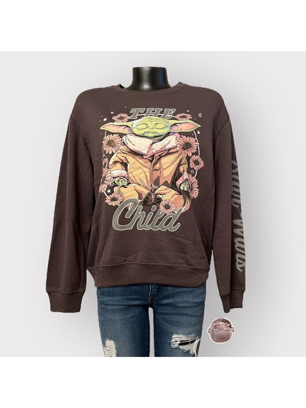 Disney Star Wars NEW Grogu Mandalorian Sweater Juniors M The Child Baby Yoda Top